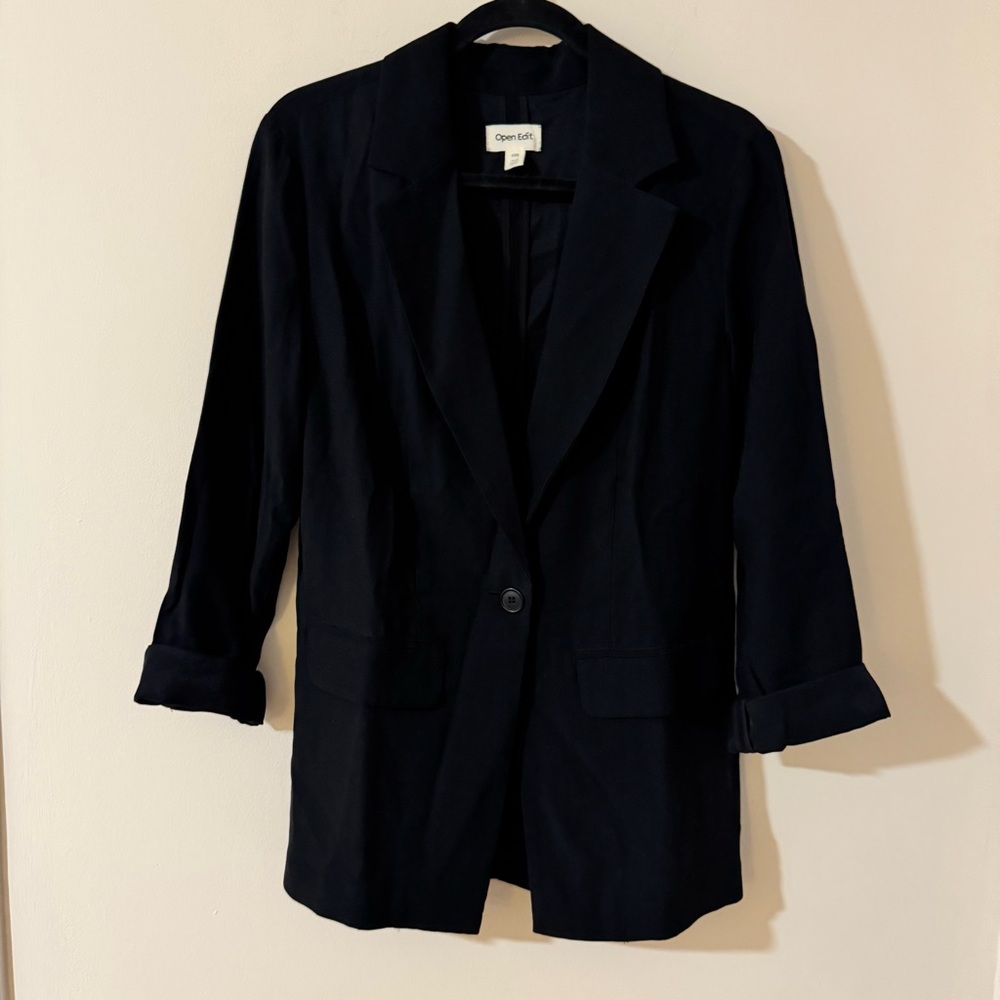 Open Edit Women's Classic Black Blazer Sz XXS